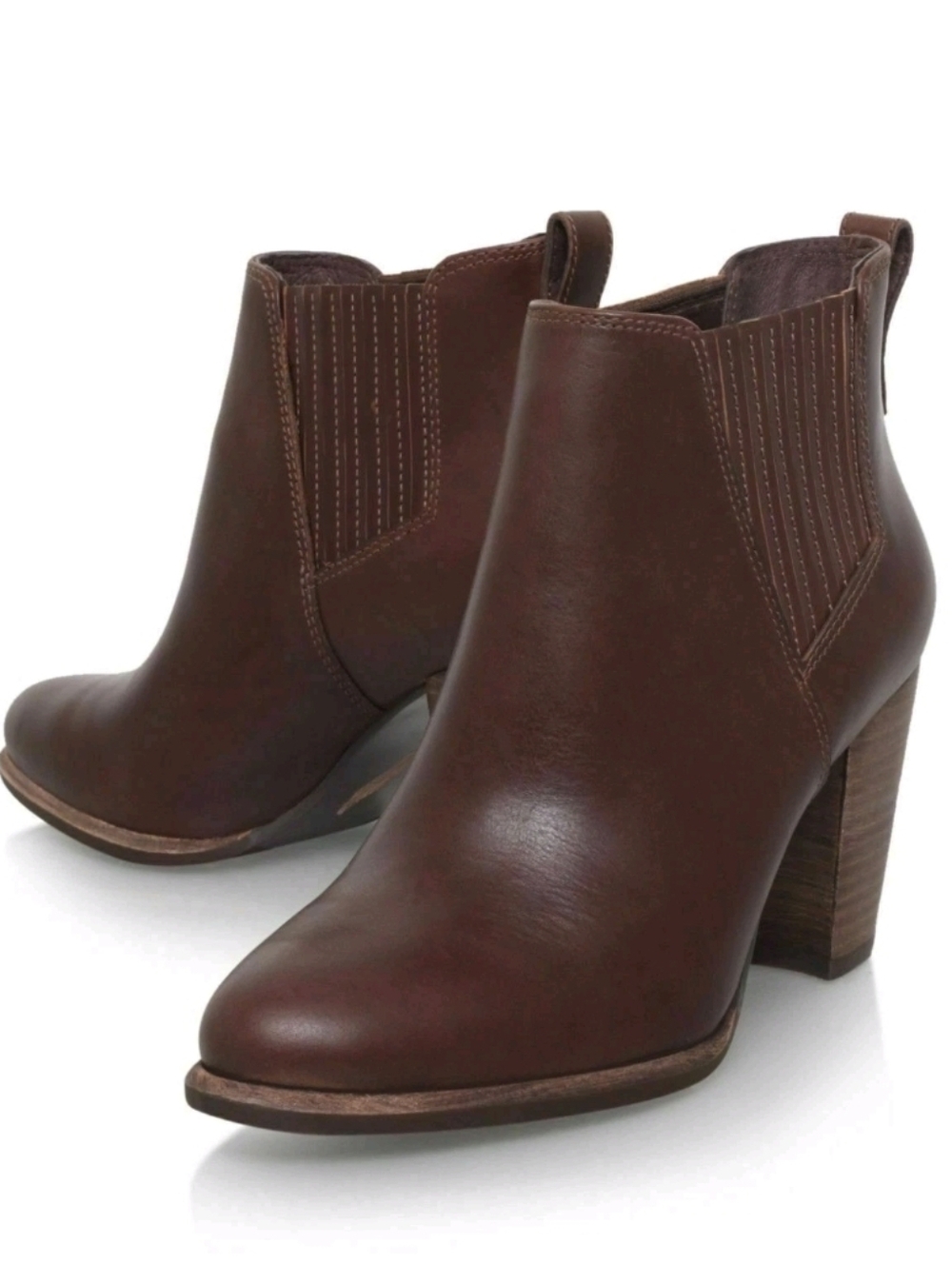UGG Poppy Boots Chocolate Brown Leather Stacked Heel Distressed Women's Sz 7.5
